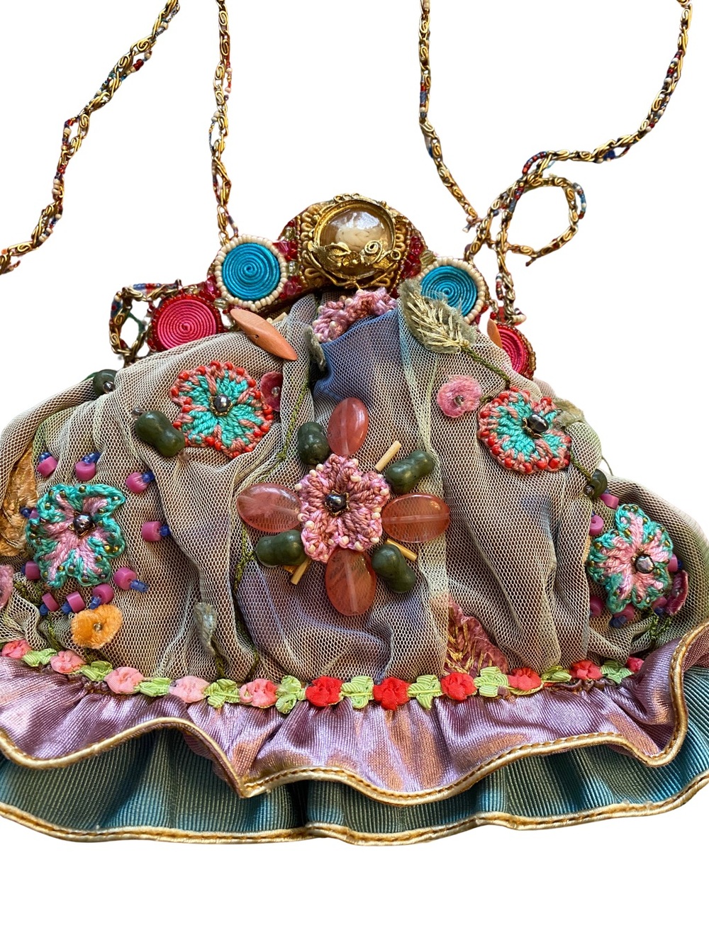 Mary Frances Multicolor Embellished Floral Beaded Clutch